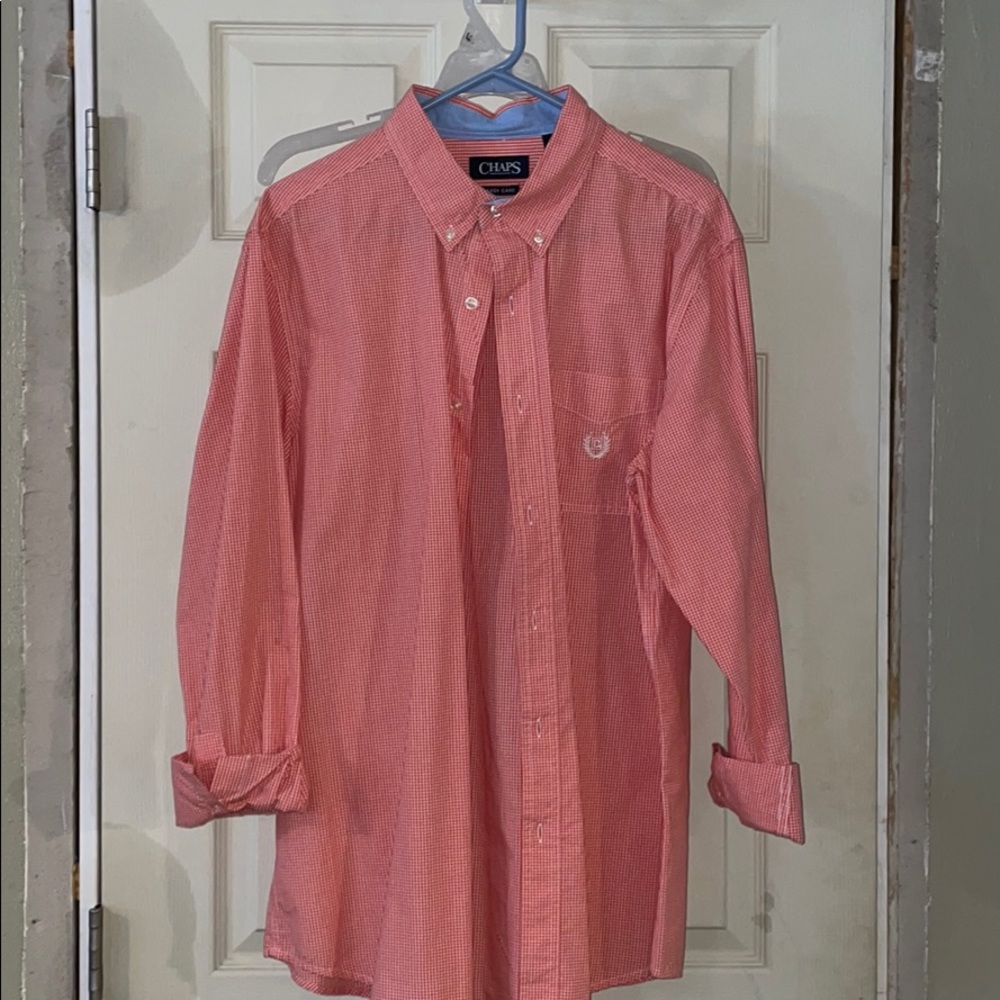 Chaps size large red & white checked button down